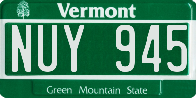 VT license plate NUY945