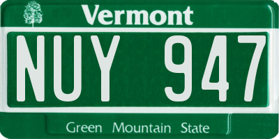 VT license plate NUY947