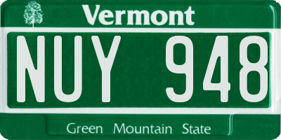 VT license plate NUY948