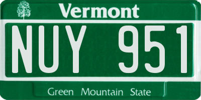 VT license plate NUY951