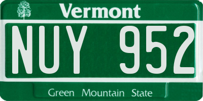 VT license plate NUY952