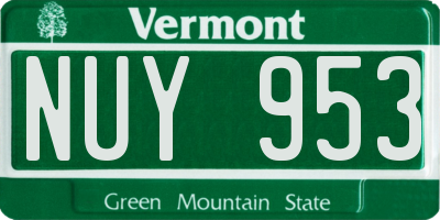 VT license plate NUY953
