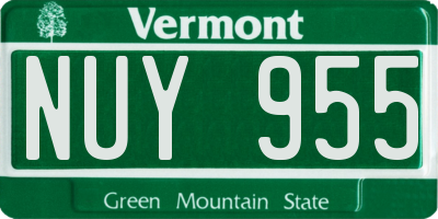 VT license plate NUY955
