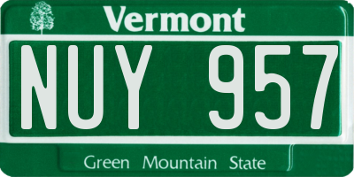 VT license plate NUY957
