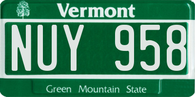 VT license plate NUY958
