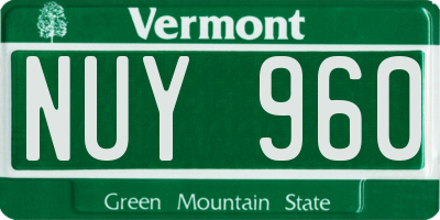 VT license plate NUY960