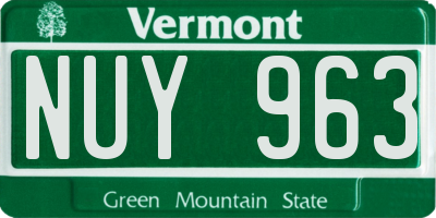 VT license plate NUY963
