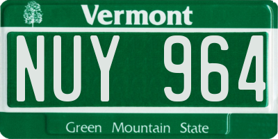 VT license plate NUY964