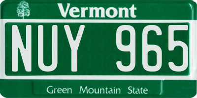 VT license plate NUY965