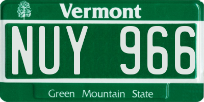VT license plate NUY966