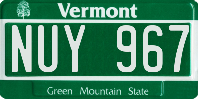 VT license plate NUY967
