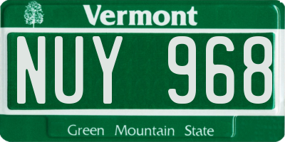 VT license plate NUY968
