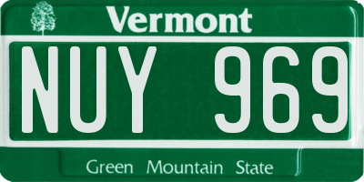 VT license plate NUY969