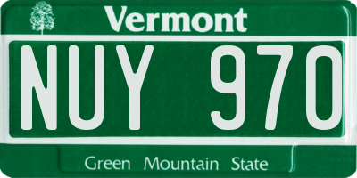 VT license plate NUY970