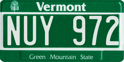VT license plate NUY972