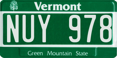 VT license plate NUY978