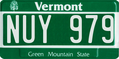 VT license plate NUY979