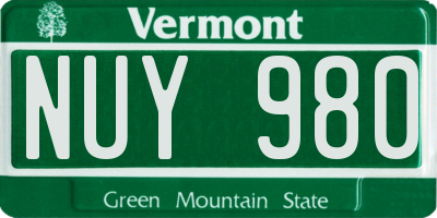 VT license plate NUY980