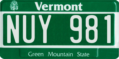 VT license plate NUY981
