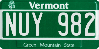 VT license plate NUY982