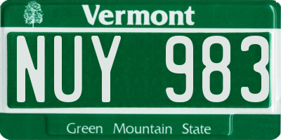 VT license plate NUY983