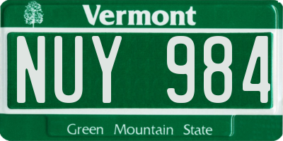 VT license plate NUY984
