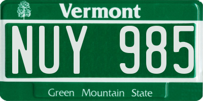 VT license plate NUY985