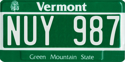 VT license plate NUY987