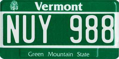 VT license plate NUY988