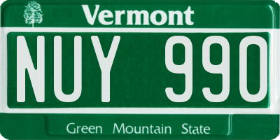 VT license plate NUY990