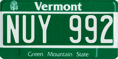 VT license plate NUY992