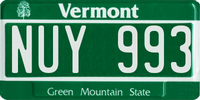 VT license plate NUY993