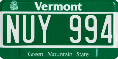 VT license plate NUY994