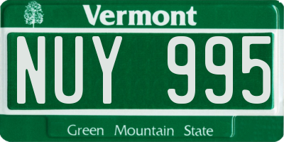 VT license plate NUY995