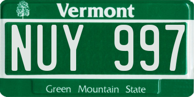 VT license plate NUY997