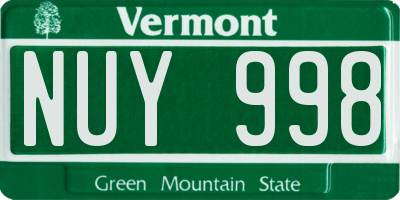 VT license plate NUY998