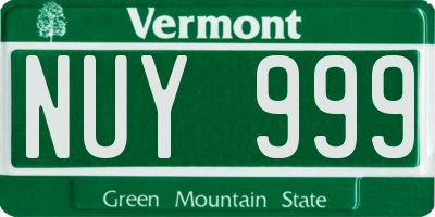 VT license plate NUY999