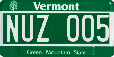 VT license plate NUZ005