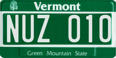 VT license plate NUZ010