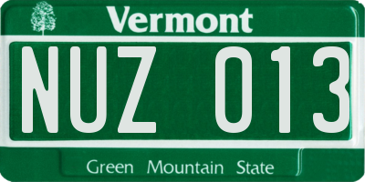 VT license plate NUZ013