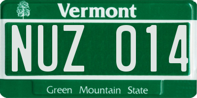 VT license plate NUZ014