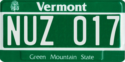 VT license plate NUZ017