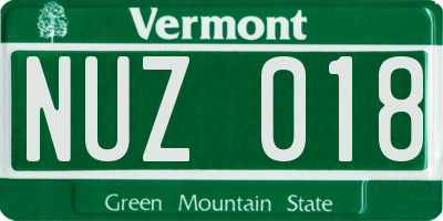VT license plate NUZ018