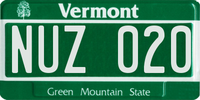 VT license plate NUZ020