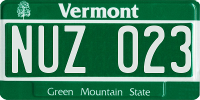 VT license plate NUZ023