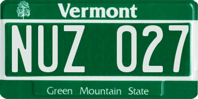 VT license plate NUZ027