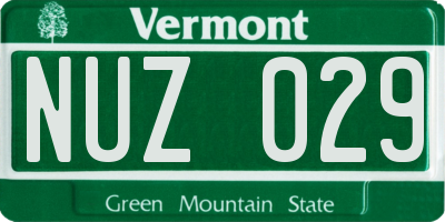 VT license plate NUZ029