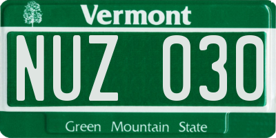 VT license plate NUZ030