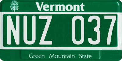 VT license plate NUZ037