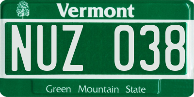 VT license plate NUZ038
